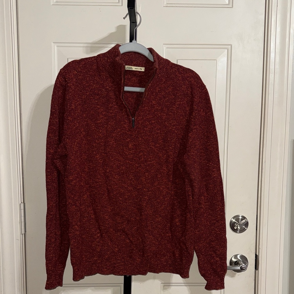 Maurizio Baldassari Cotton Blend Men's Red 1/4 Zip Sweater (M; $450)